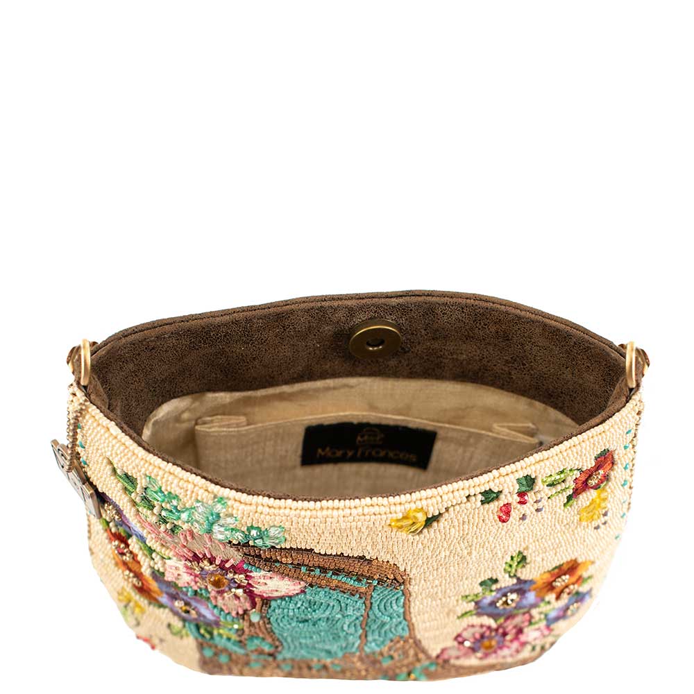 Mary Frances Line Dance Beaded Cowboy Boots and Flowers Crossbody Handbag