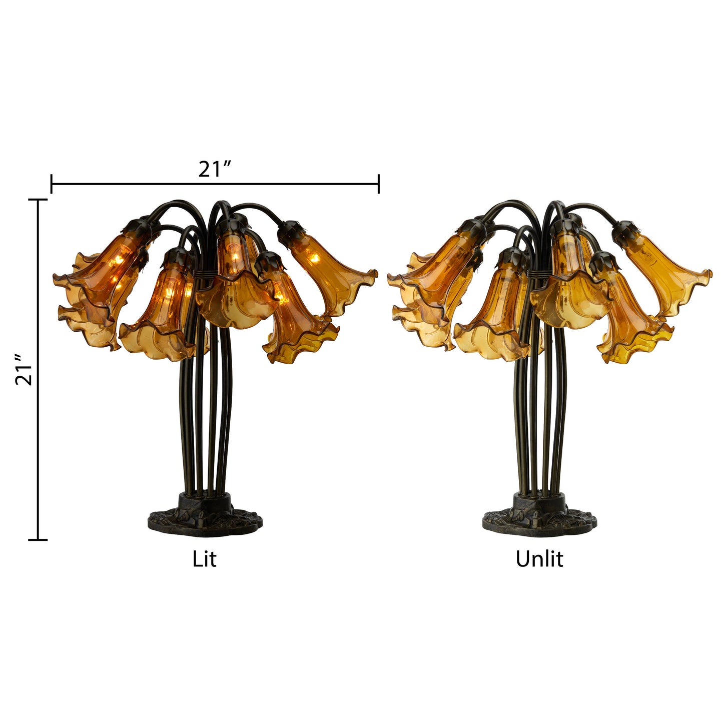 21"H Lily 10 Light Amber Shade Table Lamp