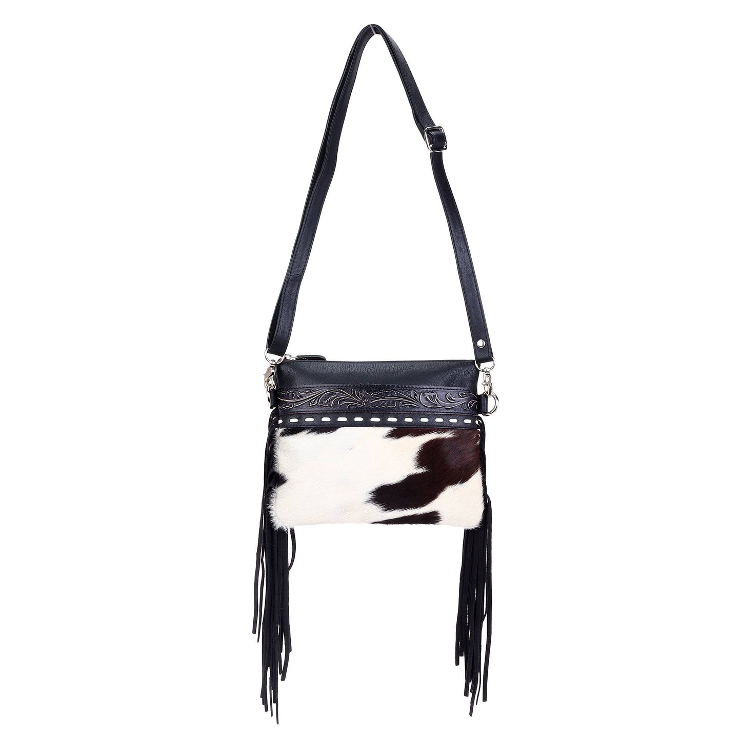Leather Cowhide Western Hand Tooled Women's Small Crossbody-Thunderbird
