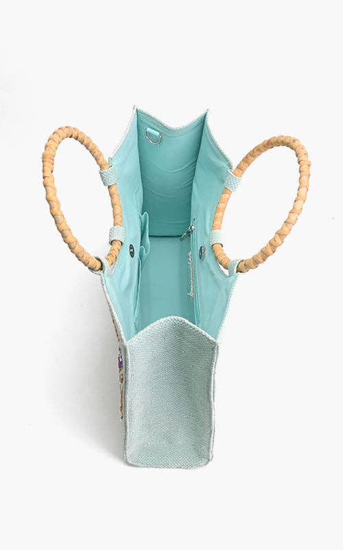 America & Beyond Periwinkle Blue Butterfly Tote