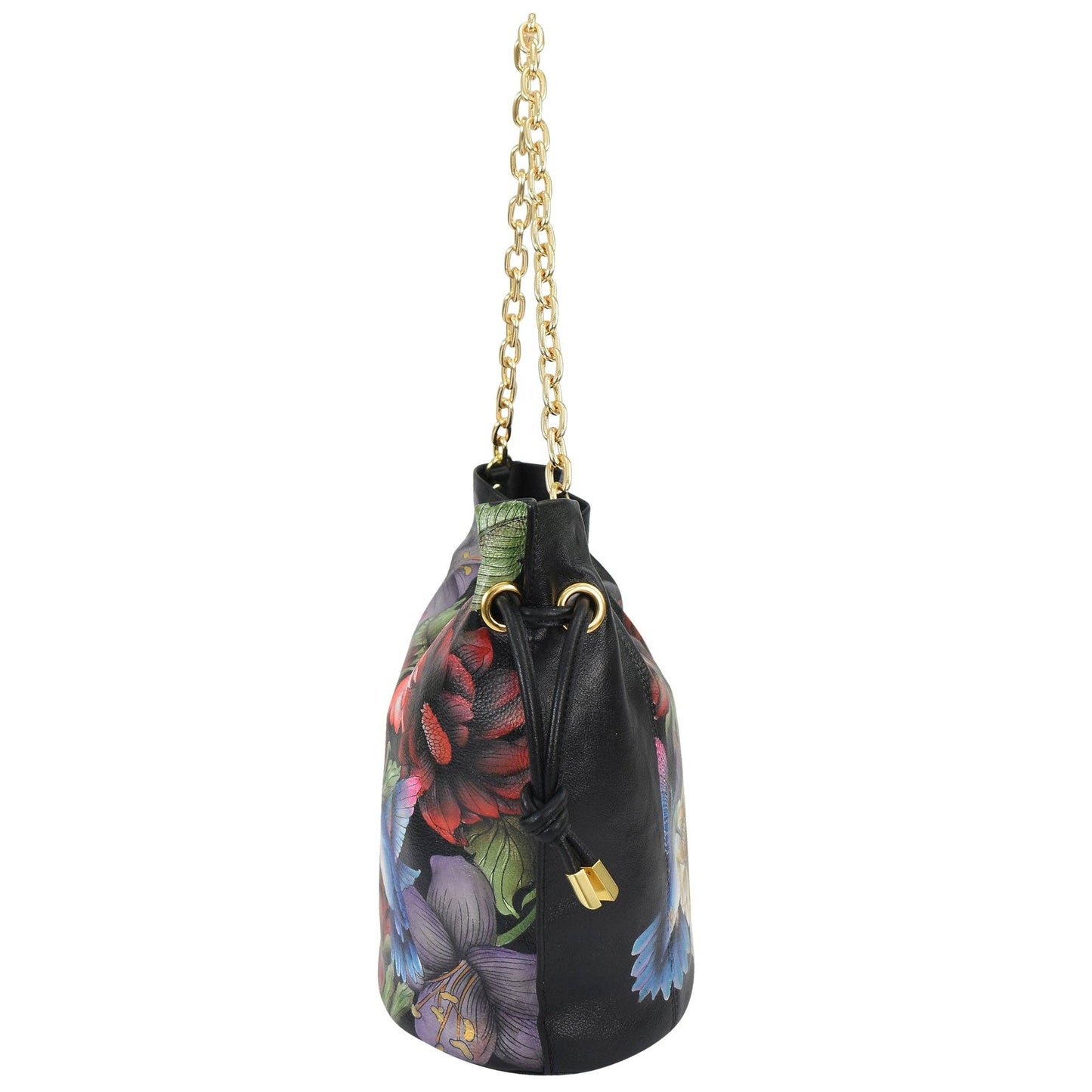 Anuschka Drawstring Bucket Bag - 723 with hummingbirds
