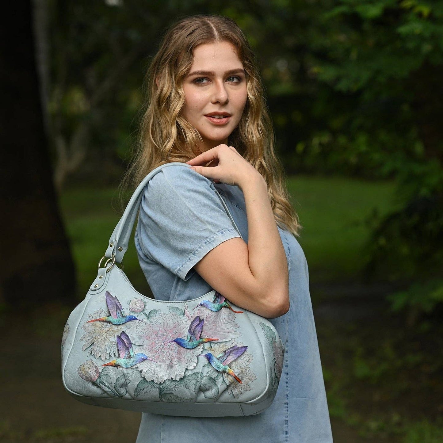 Anuschka Triple Compartment Ruched Hummingbird Hobo - 721
