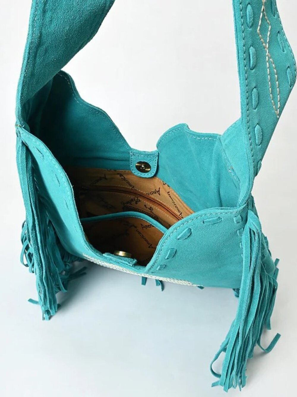 American Darling Turquoise Fringe Statement Hobo Bag