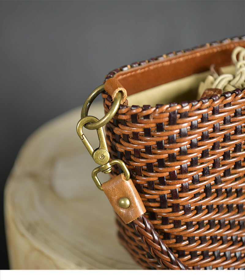 "The Element"  Retro Cowhide Weave Vintage Handbag