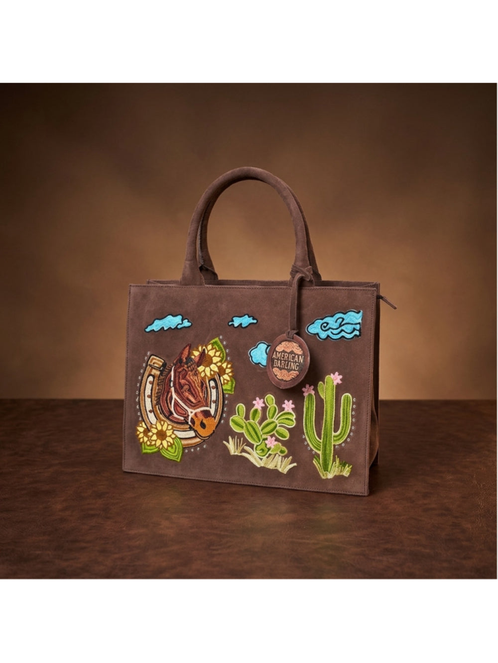 American Darling Lucky leather Horseshoe Western Tote Bag