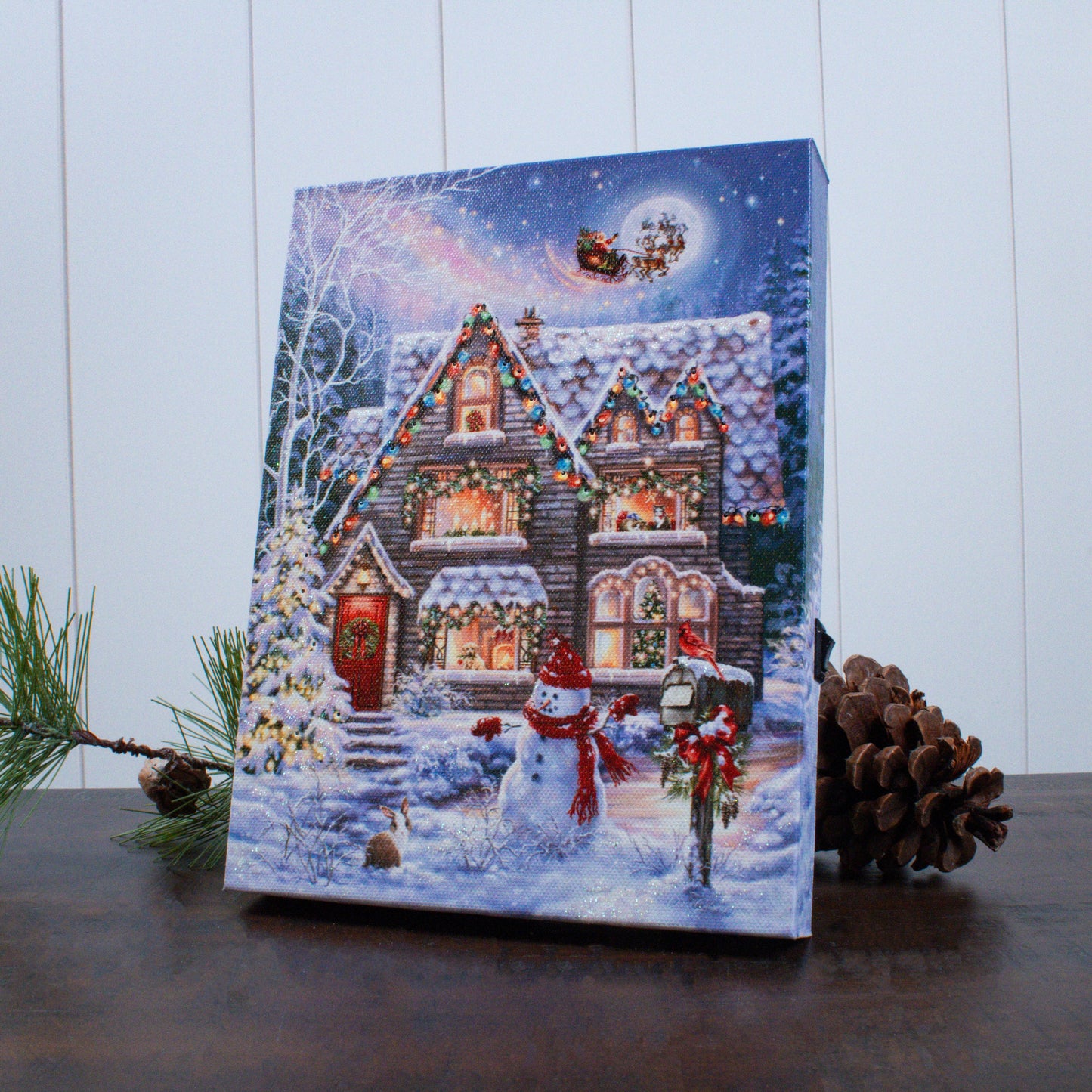 Christmas House 8x6 Lighted Tabletop Canvas