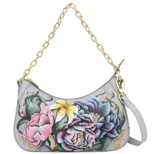 Anuschka Ruched East West Hobo With Chain - 722with floral design
