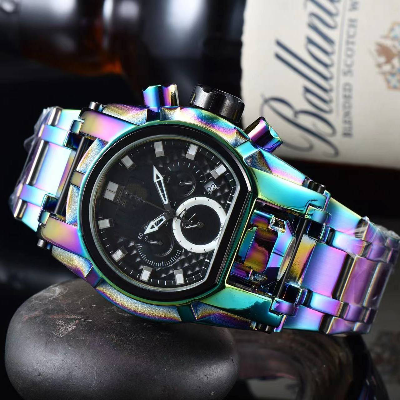 Mens Quartz Watch Holographic stainless band
