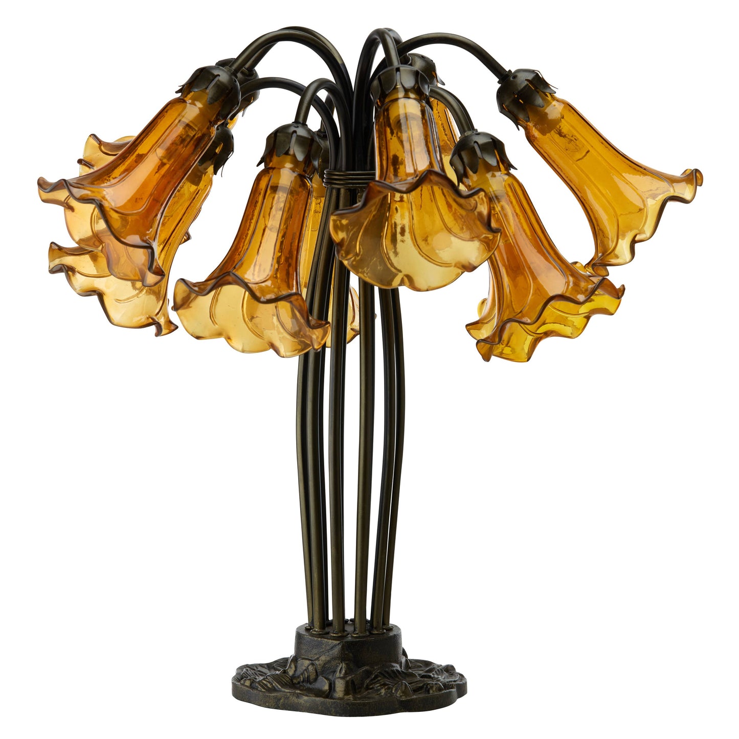 21"H Lily 10 Light Amber Shade Table Lamp