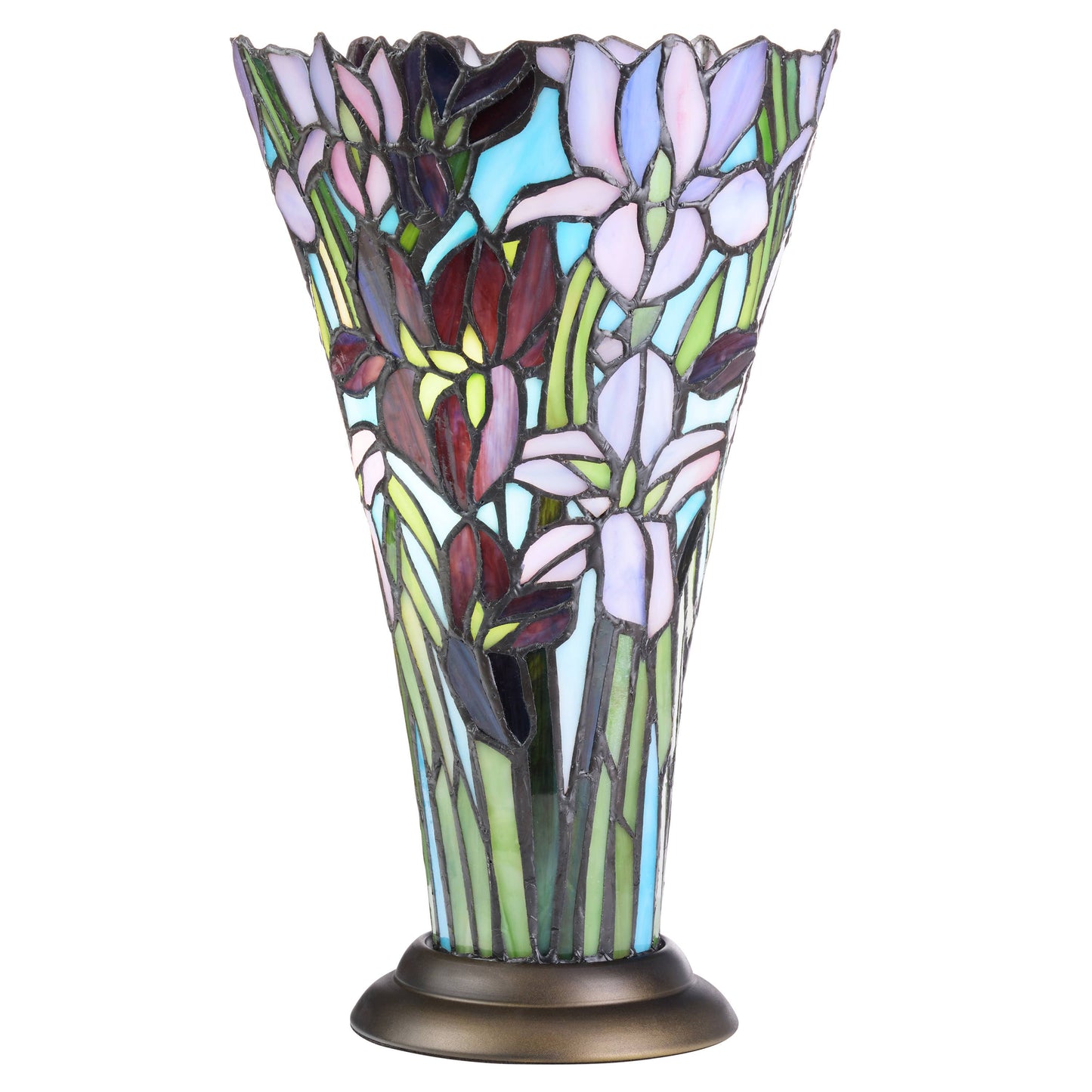 13.5"H Tiffany-Style Floral Vase Stained Glass Table Lamp
