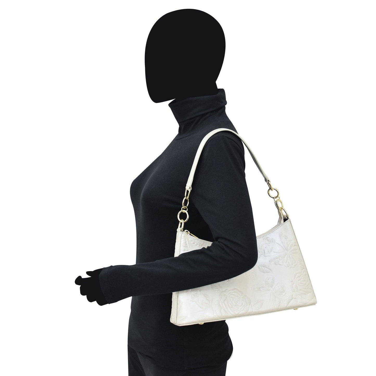 Anuschka Hobo With Chain Strap - 707 pearl white