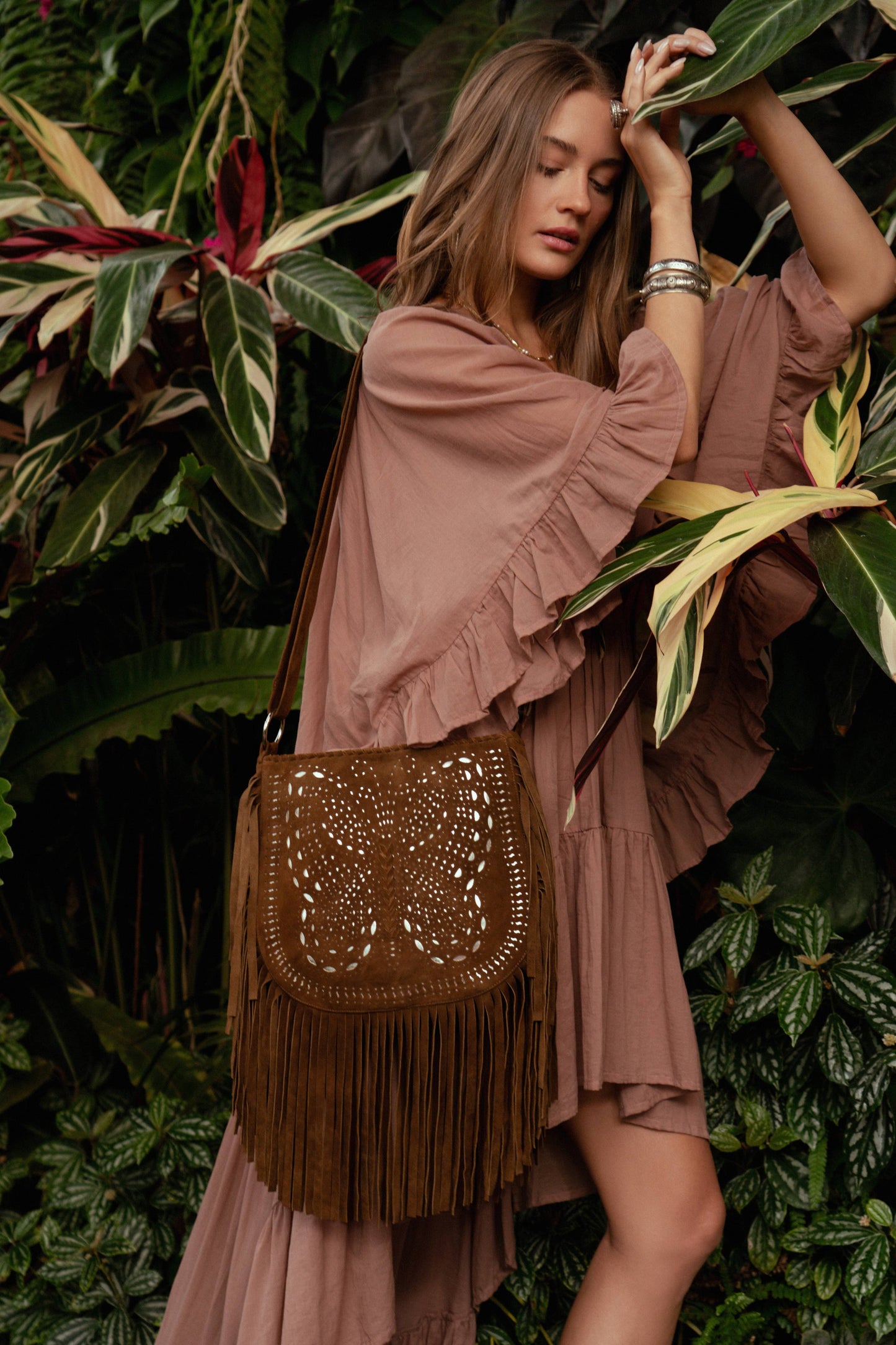 California Sister Butterfly Bag Whiskey/Silver