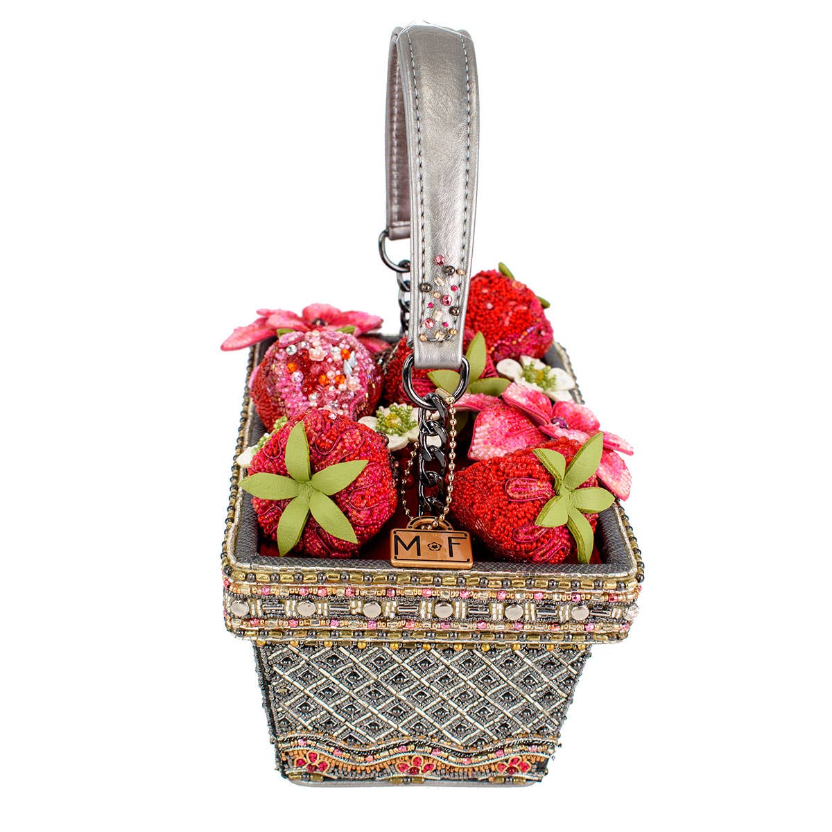 Berry Beautiful Top Handle Beaded Strawberry Basket Bag