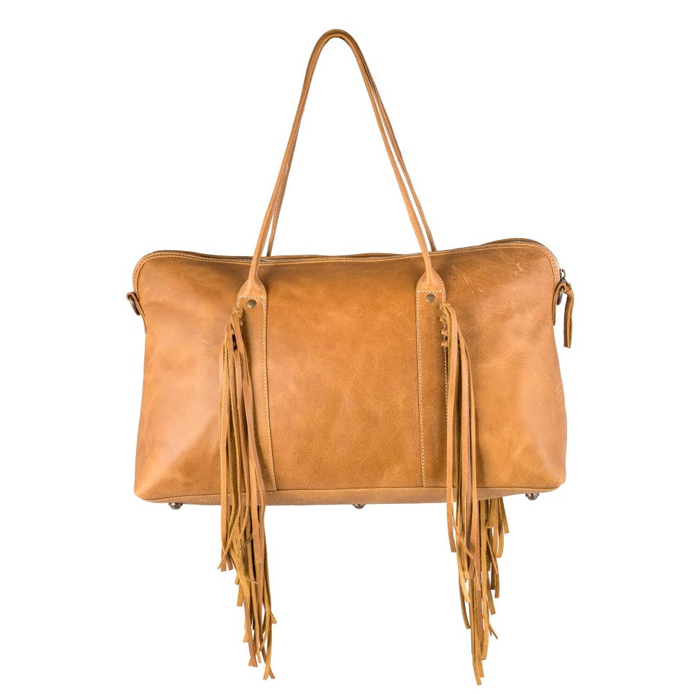 Full Grain Leather & Acid Wash Cowhide Mini Duffle multi white