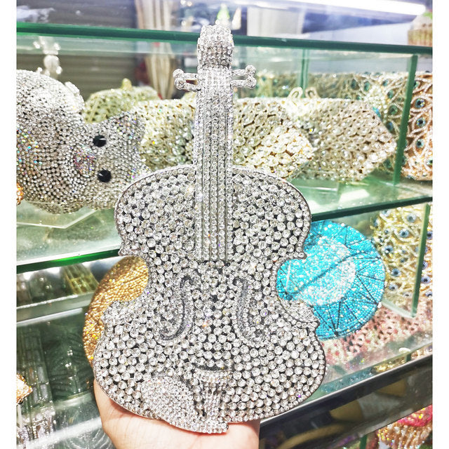 Amazing Luxury Violin Crystal Evening Bag