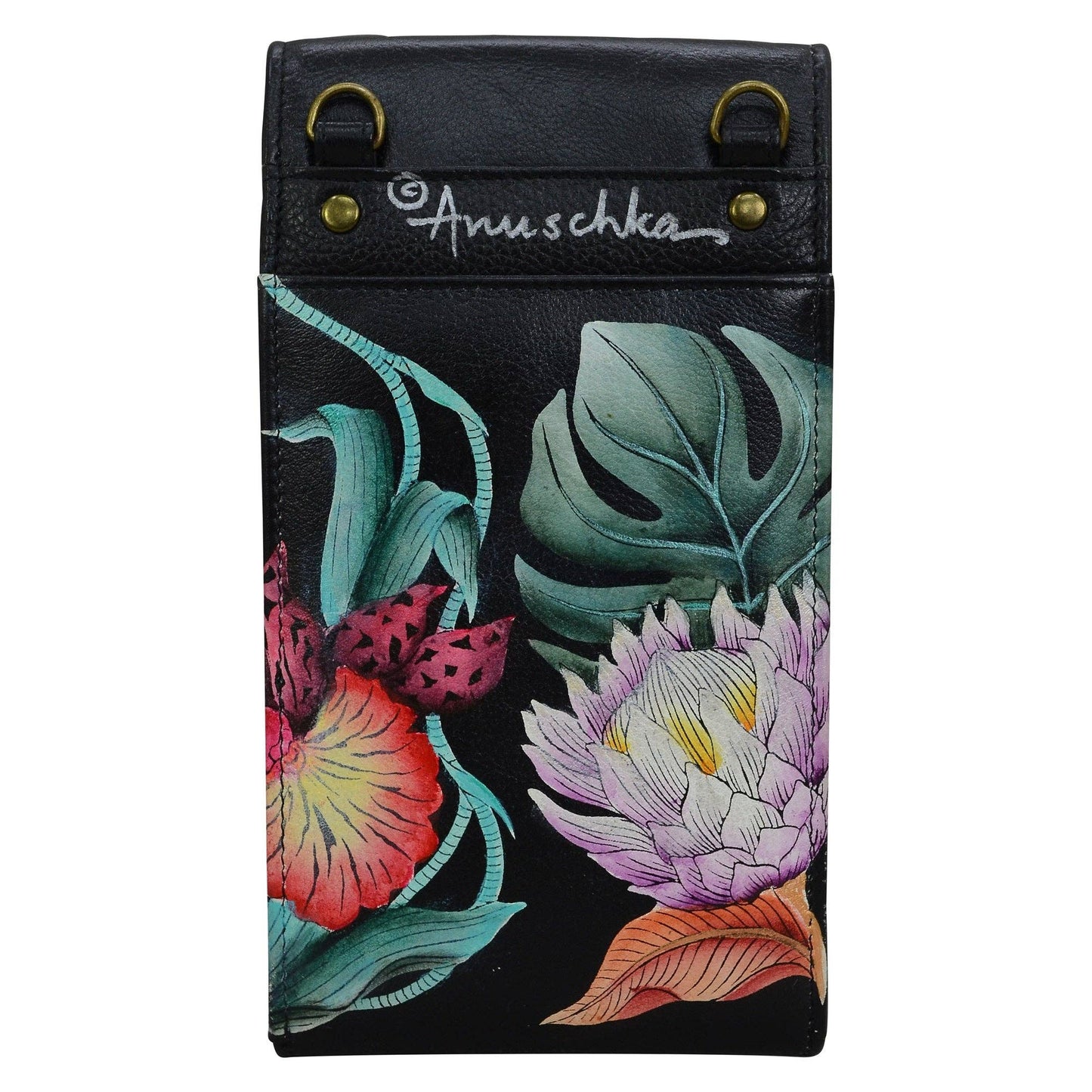 Hand-Painted Leather Smartphone Crossbody - 1154