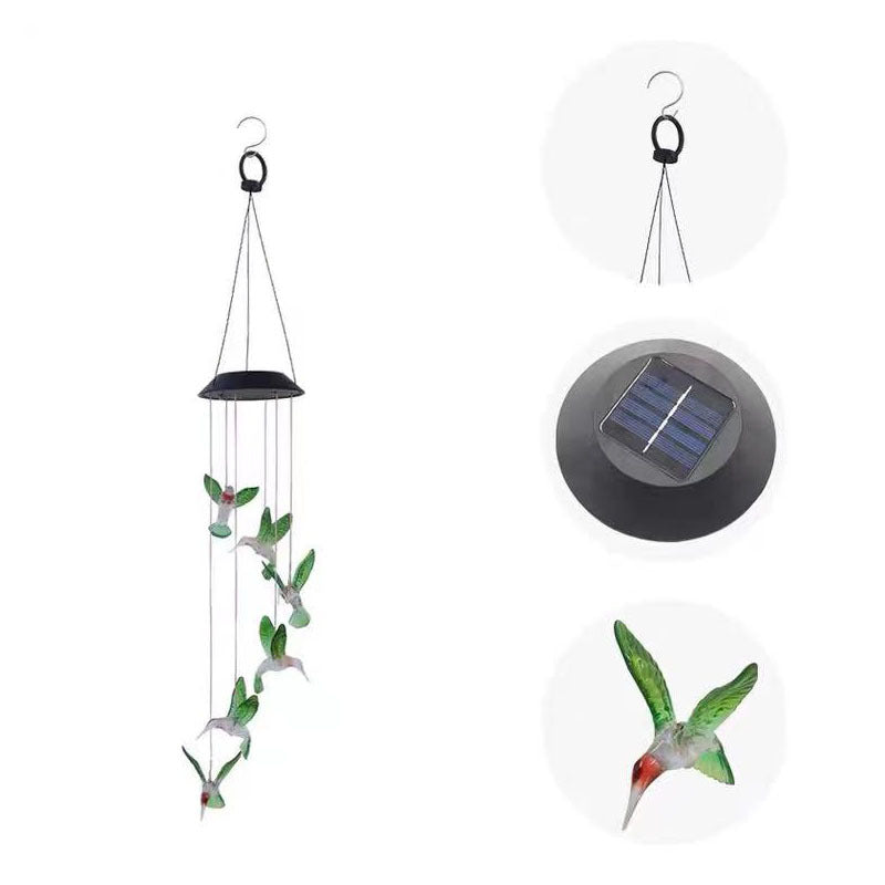 Solar Hummingbird Colorful Wind Chime Light Waterproof