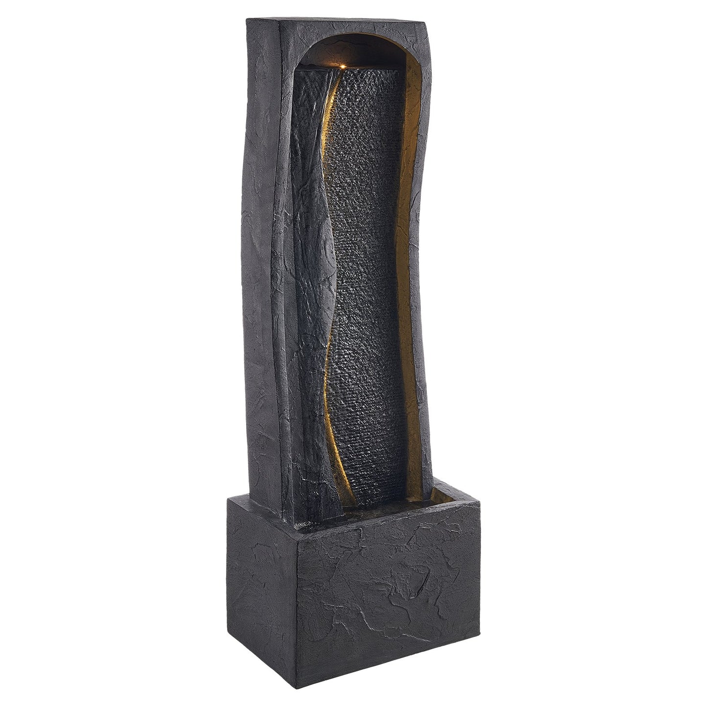 Outdoor Water Fountain 1-Tier Rock Base Style 38.58 In Height Fountains