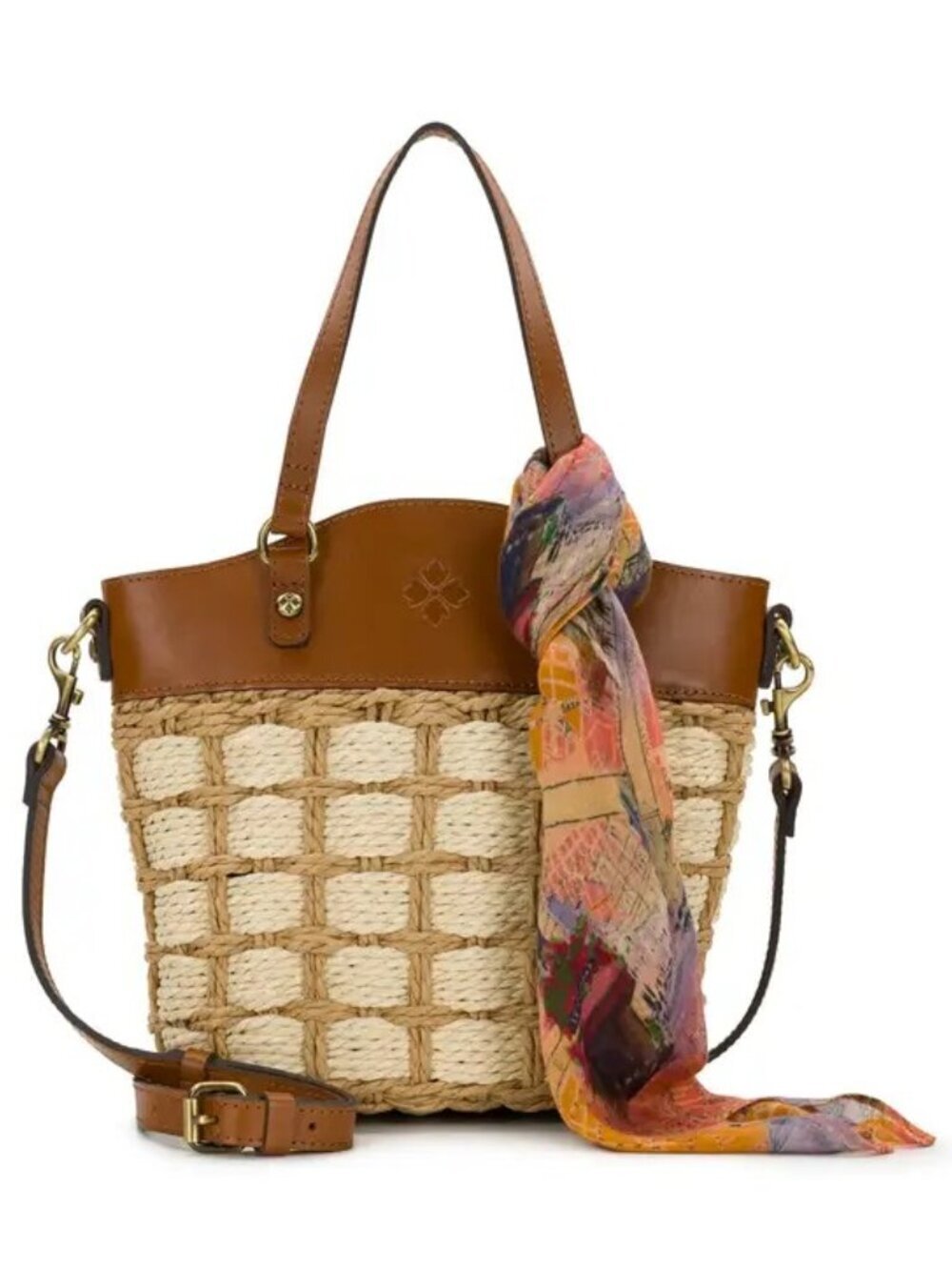 Patricia Nash Montella Basket Bag with Scarf - Specialty Woven