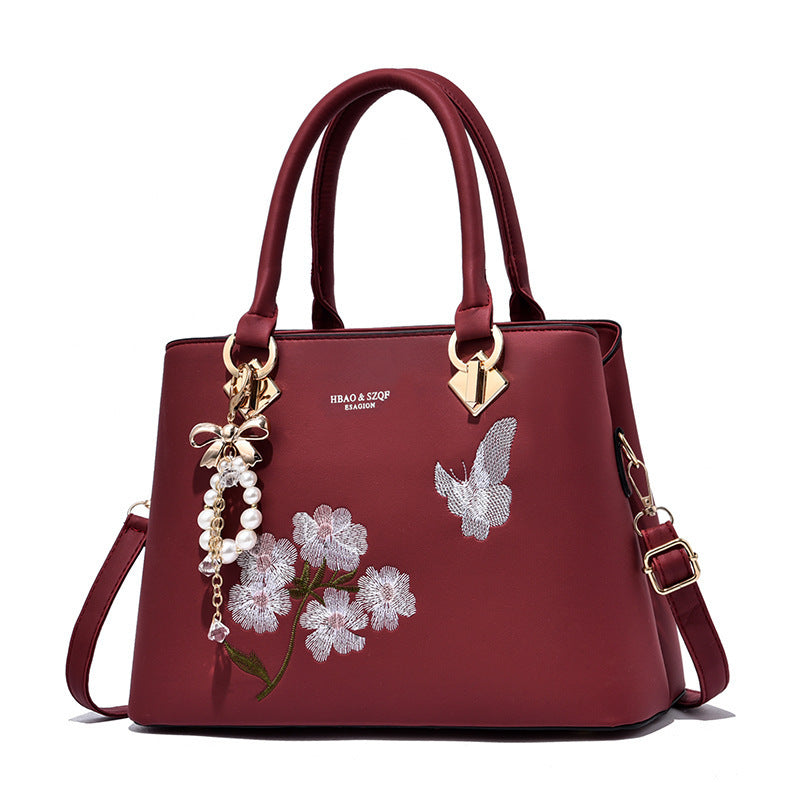 "The Flower Butterfly"  Embroidered Satchel handbag