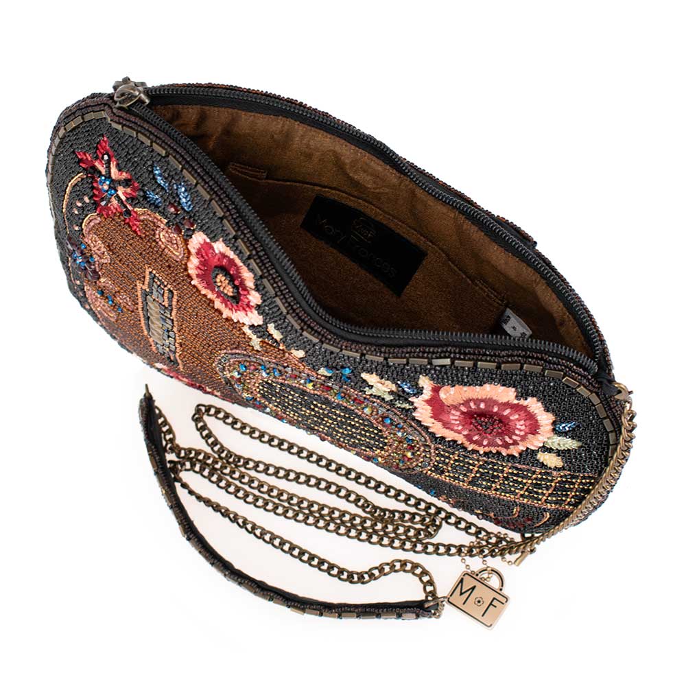 Mary Frances Classical Vibe Beaded Guitar Crossbody Handbag