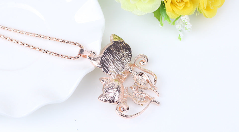 Opal fox necklace