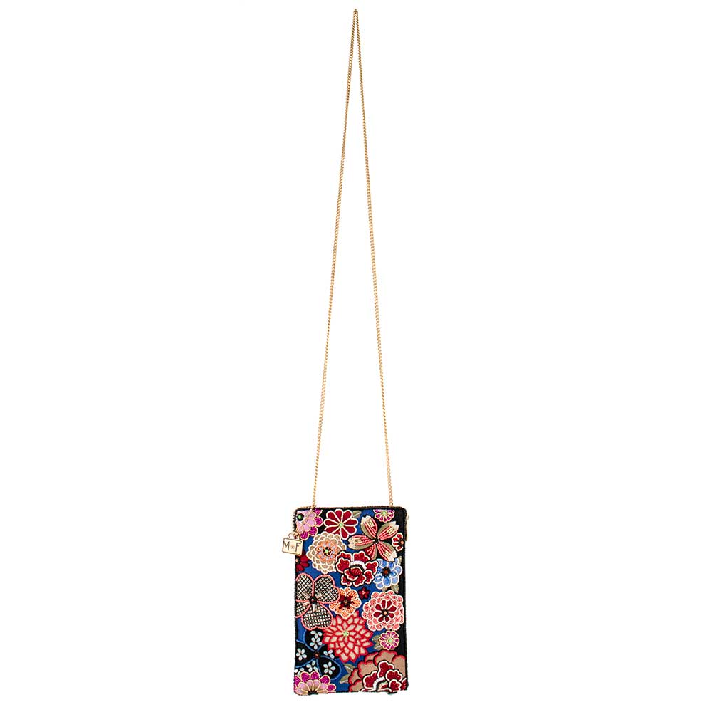 Mary Frances Ambrosia Floral Beaded Flowers Crossbody Phone Bag