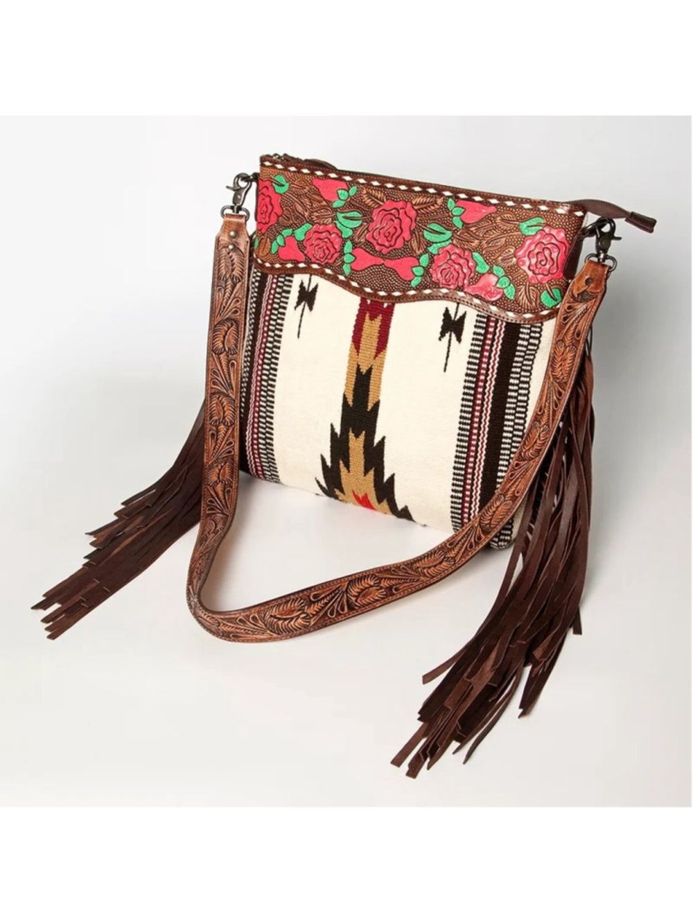 American Darling Flower Canyon Fringe Saddle Blanket Crossbody Bag