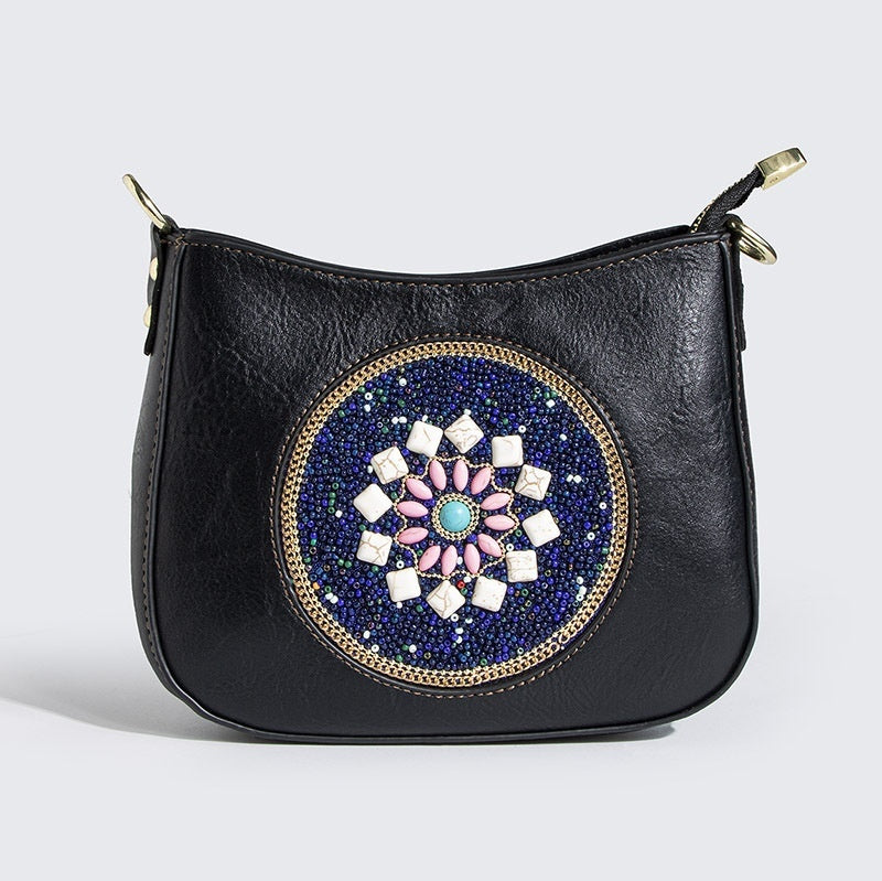 Beaded Bucket Shoulder Crossbody Bag