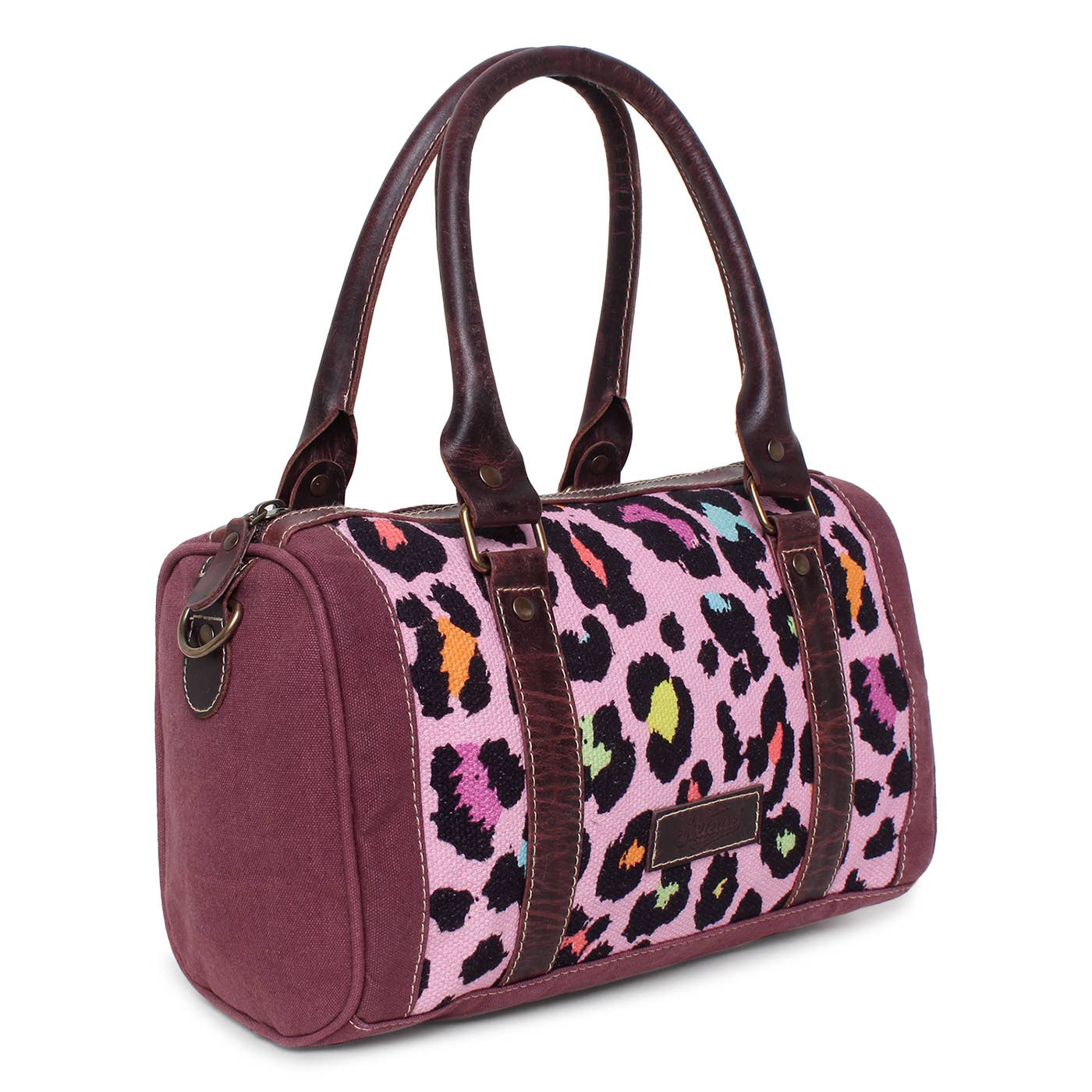 Animal Print Upcycled Top handle bag