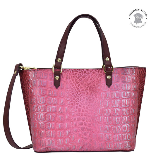 Anuschka Croc Embossed Leather Medium Tote - 693 in pink