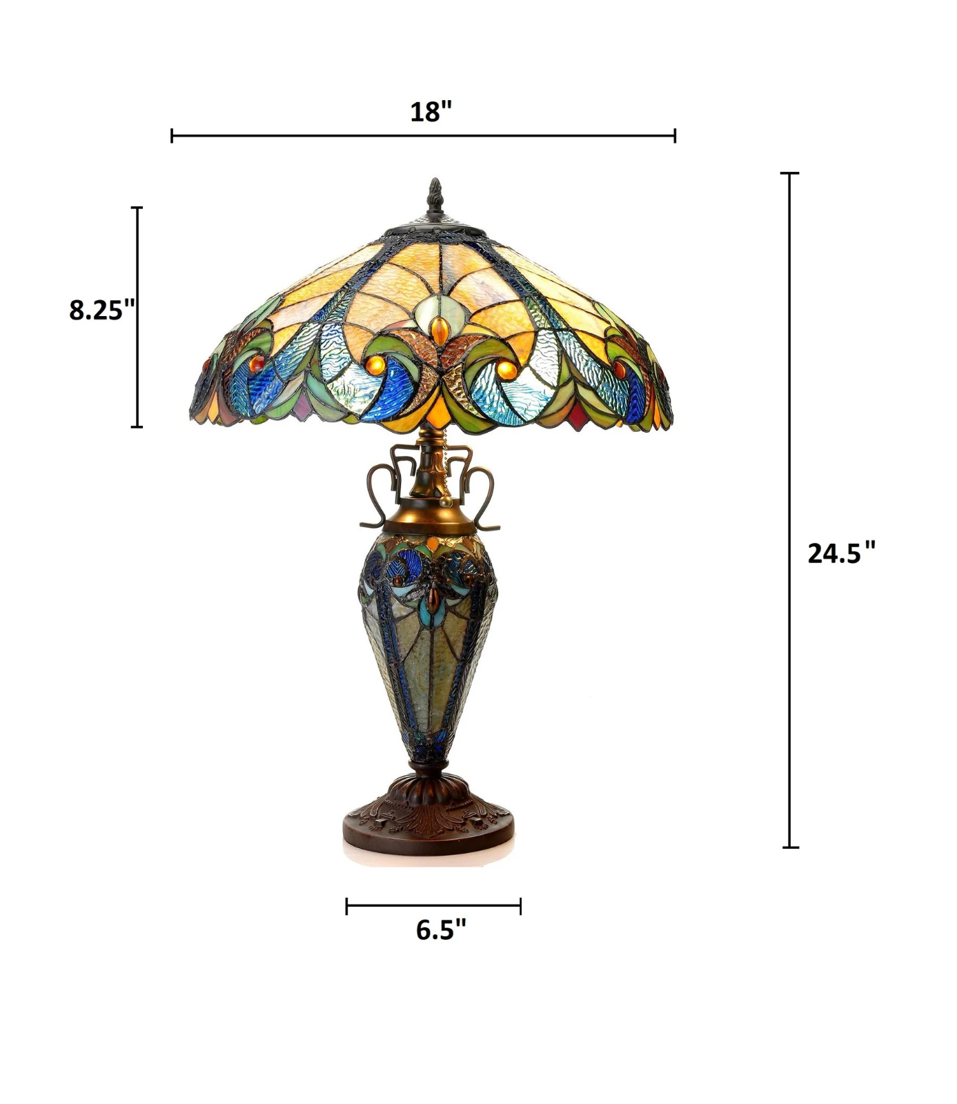 Tiffany style triple lit Victorian-style triple lit table Gold, Blue