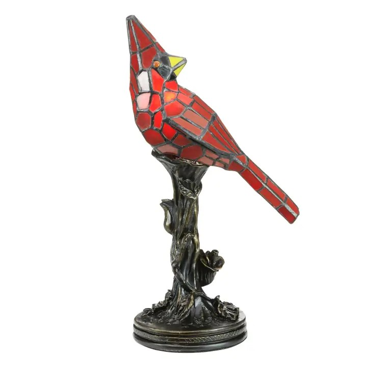 13.5"H Skylar Red Cardinal Stained Glass Bird Accent Lamp-pre order avail April