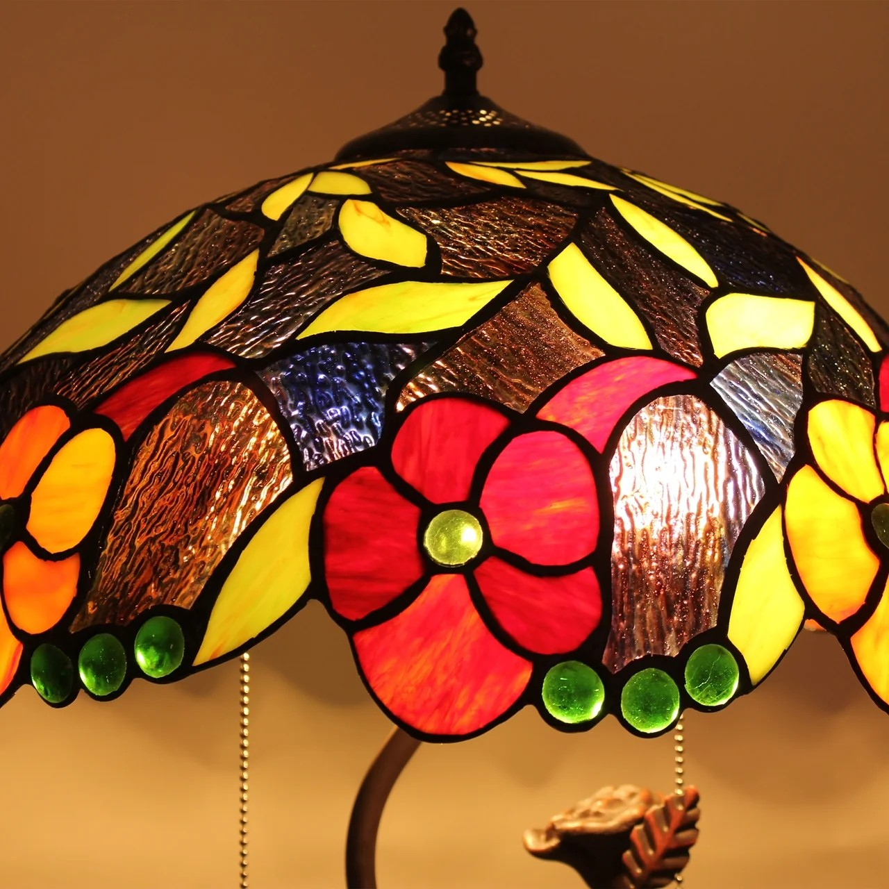 2 Light Tiffany-style featuring rose base and Floral Stained Glass Table Lamp 16