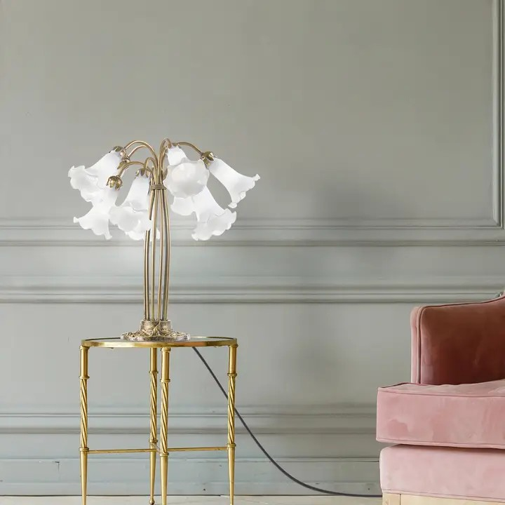 21"H Lily 10 Light White Shade Table Lamp