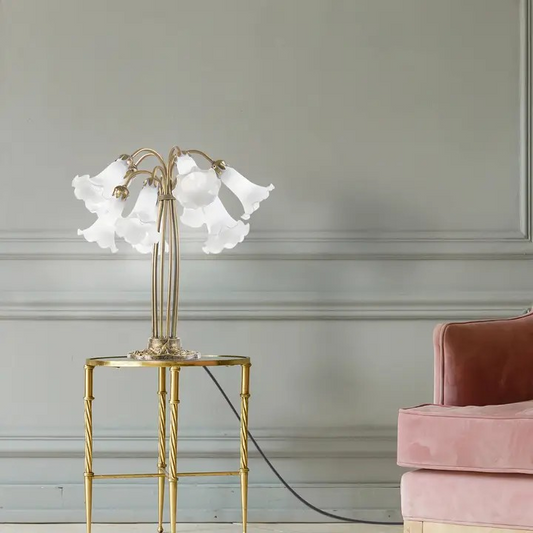 21"H Lily 10 Light White Shade Table Lamp