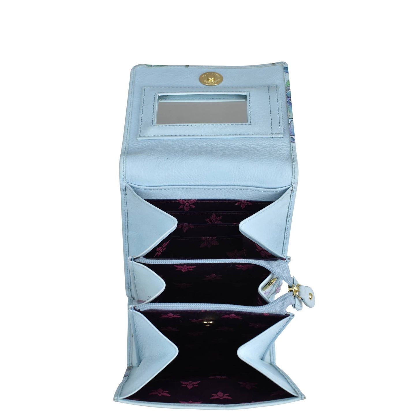 Hand-Painted Leather Triple Compartment Crossbody Organizer