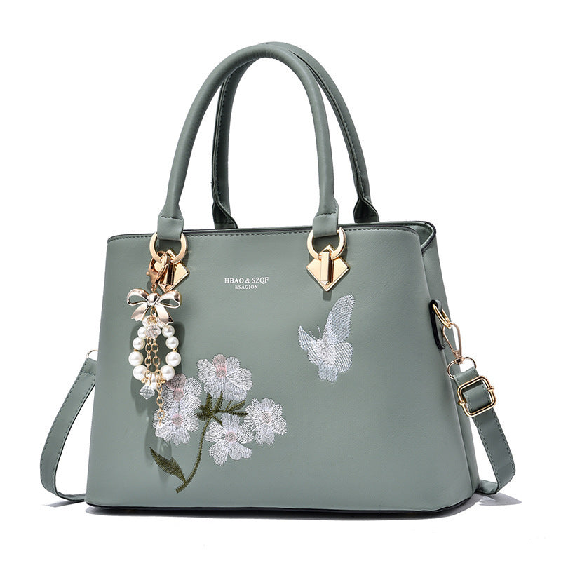 "The Flower Butterfly"  Embroidered Satchel handbag