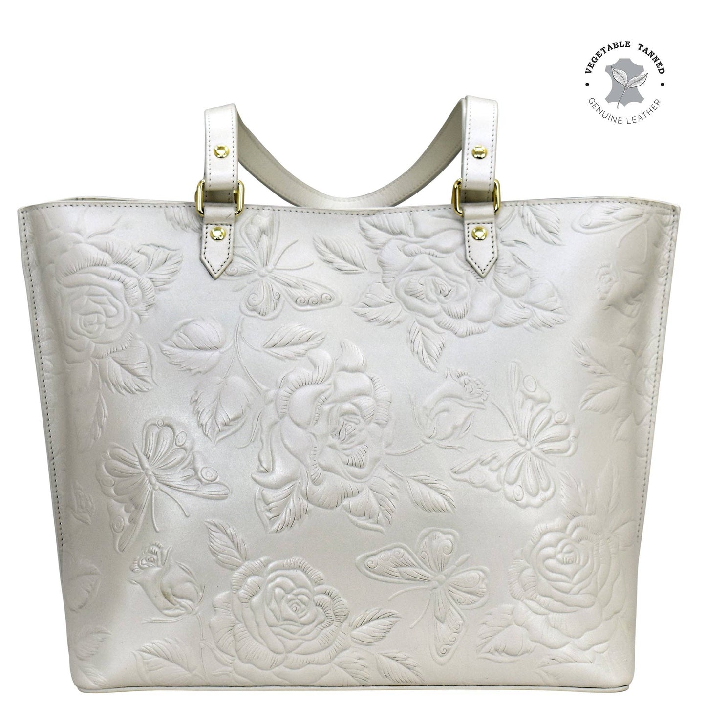 Anuschka Large Zip Top Tote - 698 -pearl white