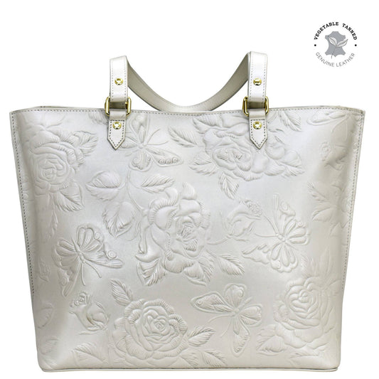 Anuschka Large Zip Top Tote - 698 -pearl white
