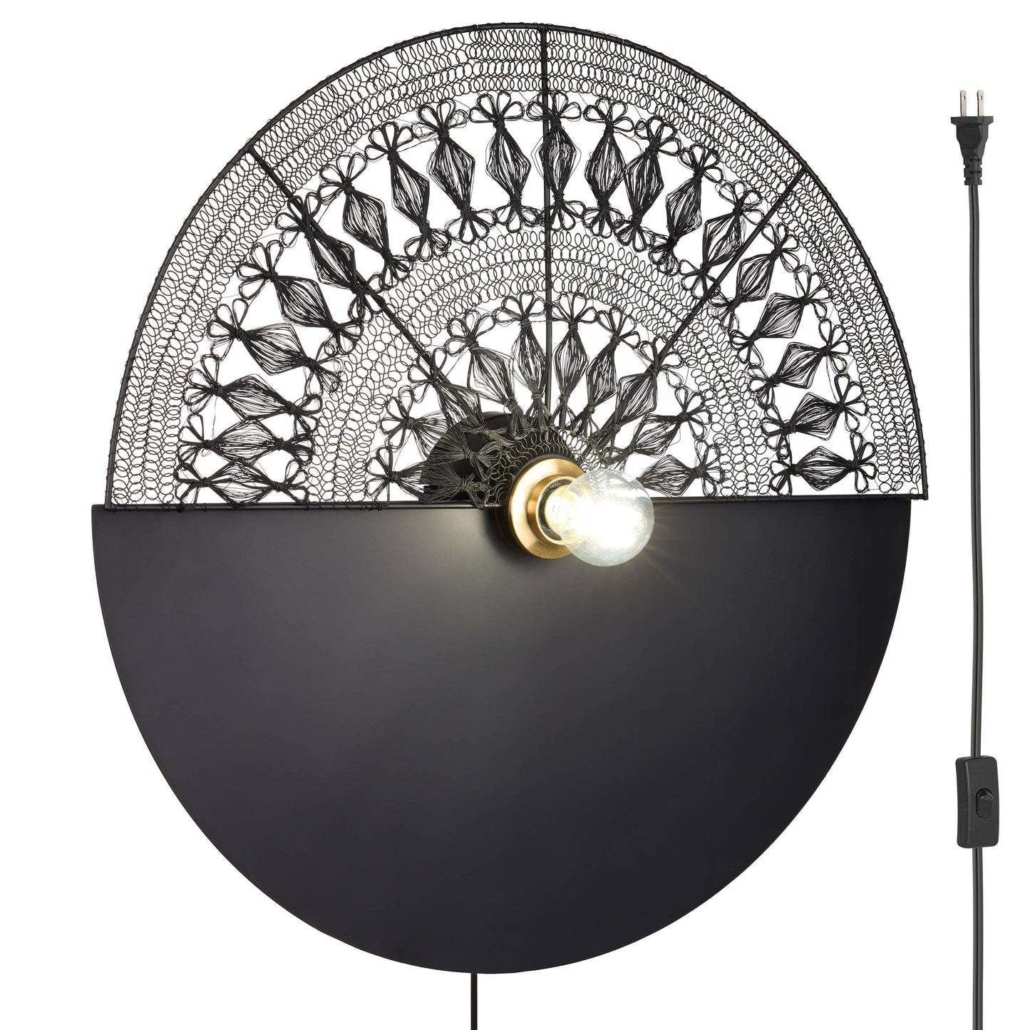 24"H Modern Black Indoor Plug In Wall Sconce