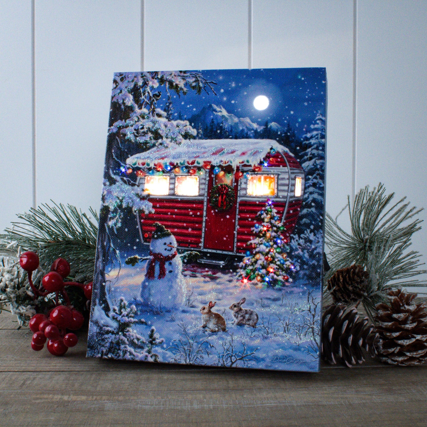 Snowy Retreat 8x6 Lighted Tabletop Canvas
