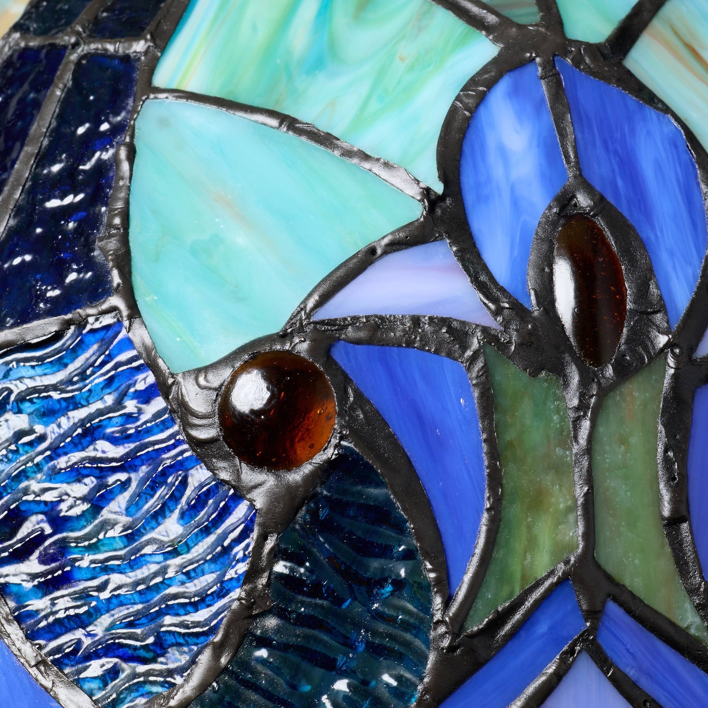 10.25"W Halston Traditional Blue Dome stained glass Shade Pendant