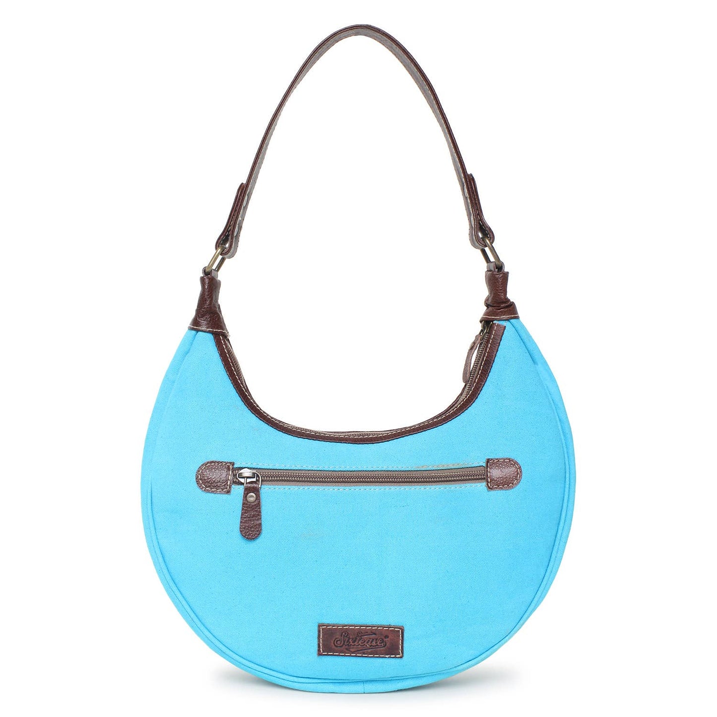 Turquoise blue upcycled hobo
