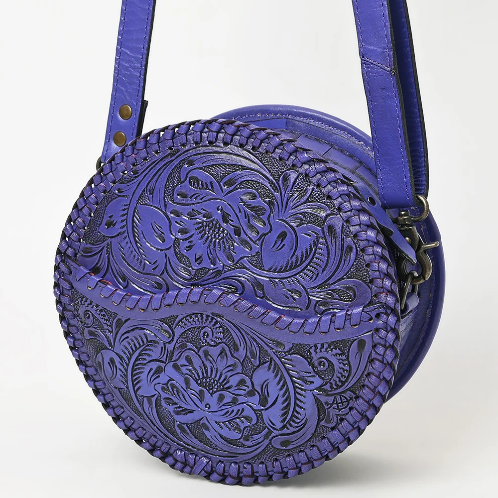 American Darling Western Leather Canteen Bag with Hand-Tooled Floral Detailing | Genuine Leather Crossbody
