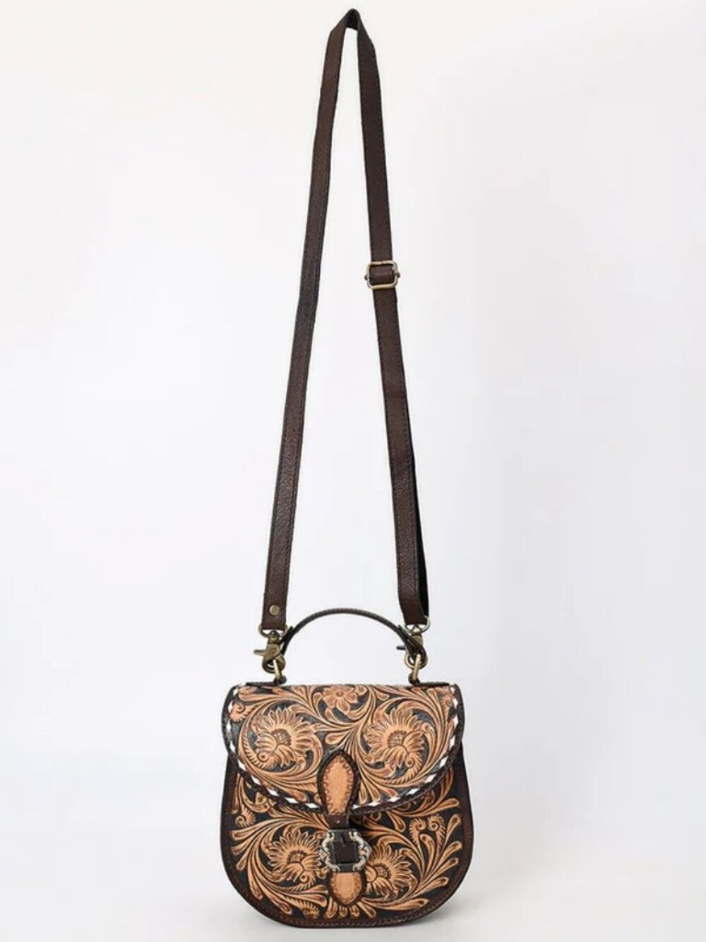 American Darling Heritage Bloom Hand tooled floral Crossbody Satchel
