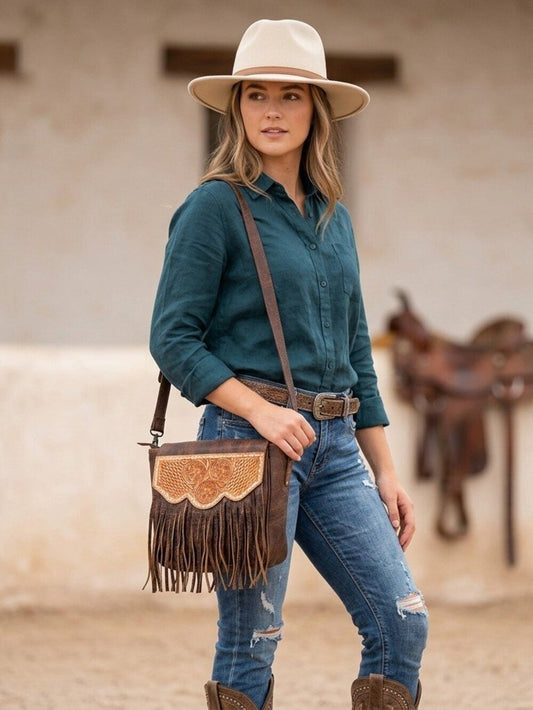 American Darling Rustic Fringe Western Crossbody Bag