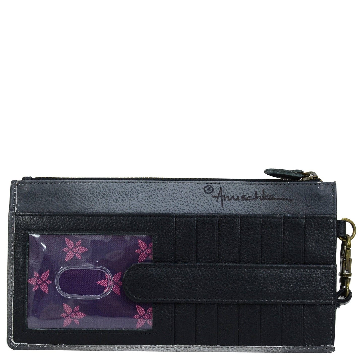 Anuschka Hand-Painted Leather Clutch Organizer Wristlet - 1151-sugar skull