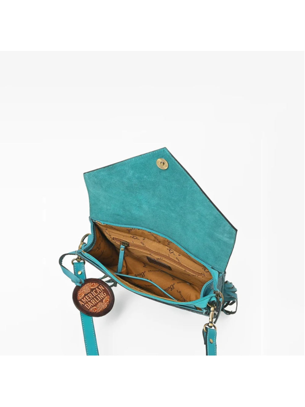 American Darling Canyon Blues Tooled Western Leather Crossbody