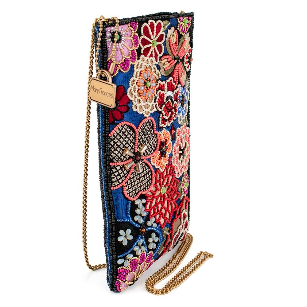 Mary Frances Ambrosia Floral Beaded Flowers Crossbody Phone Bag